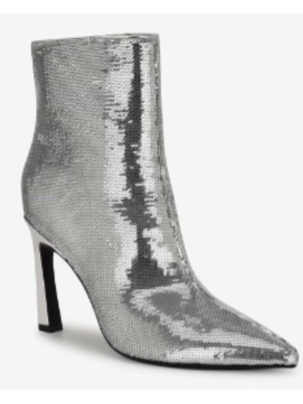 Nine West Balize Heeled Sequin Party Ankle Boots silver NEW - 7.5
